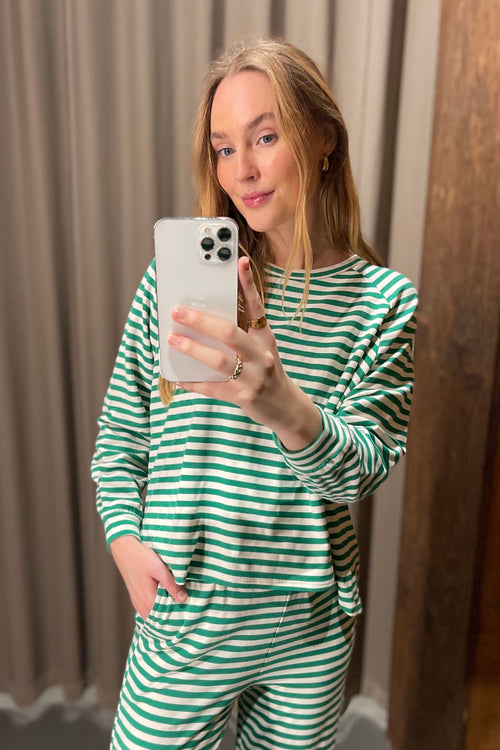 Stripped Long Sleeve Regular Fit - Green - TeeShoppen Group™