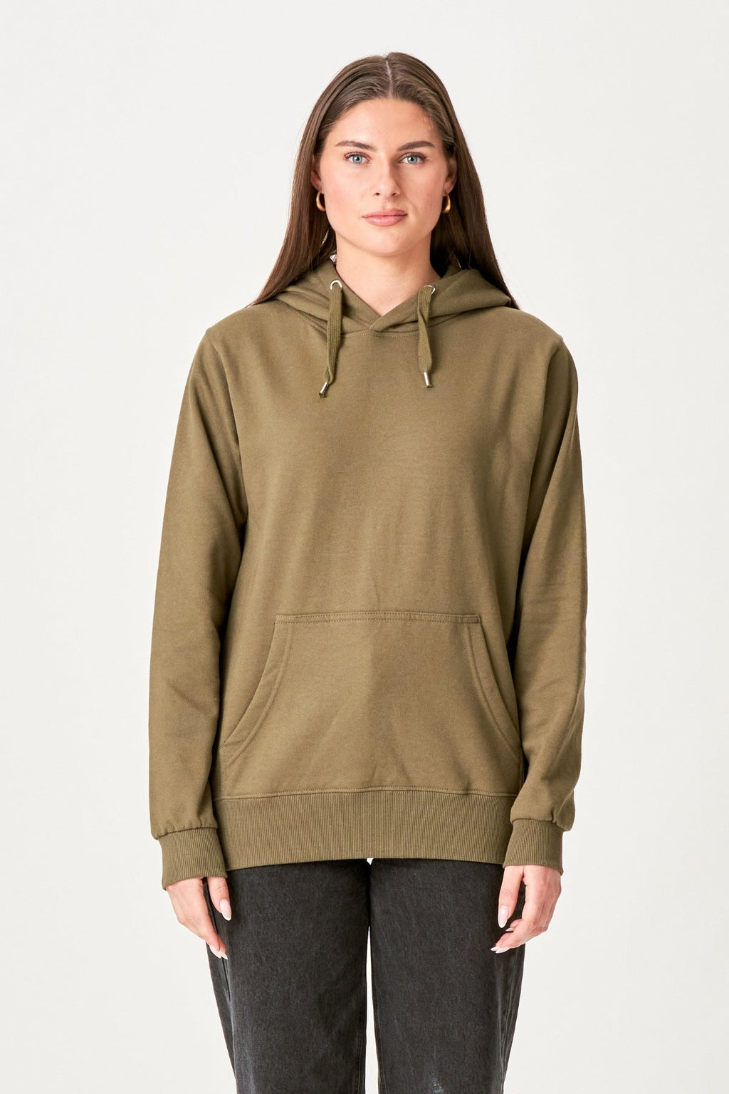 Oversized Felpa con cappuccio - Olive