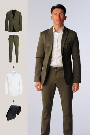 The Original Performance Suit™️ (Verde scuro) + Camicia e cravatta - Offerta pacchetto