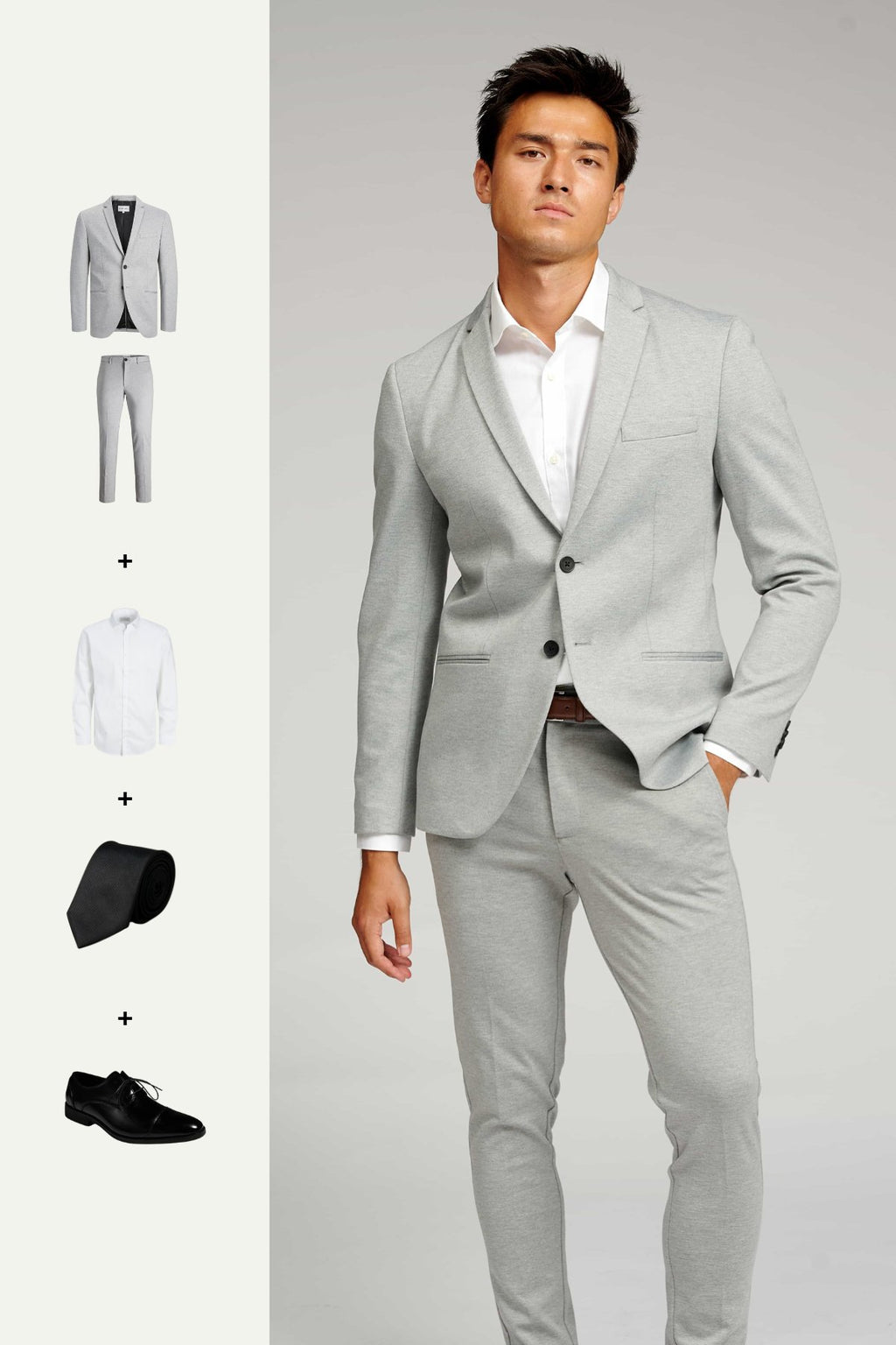 The Original Performance Suit (Light Grey) + Shirt, Tie & Derby Shoes - Package Deal