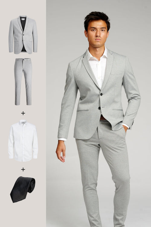 The Original Performance Suit™️ (Light Grey) + Shirt & Tie - Package Deal - TeeShoppen Group™