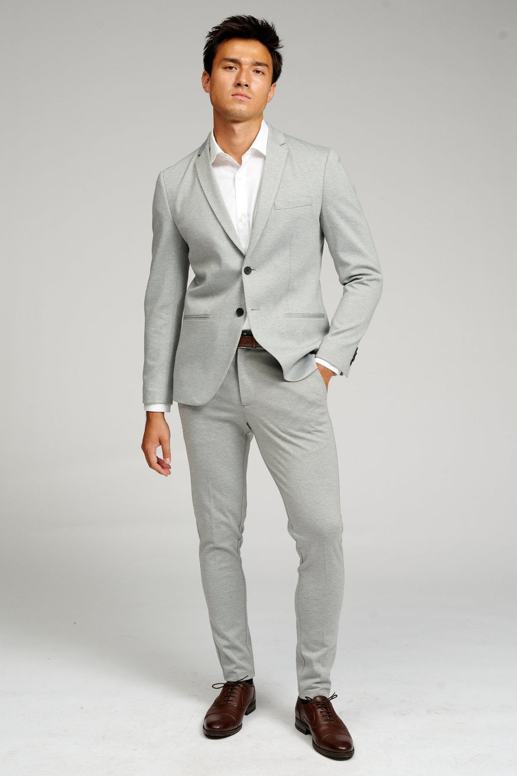 The Original Performance Suit™️ (Light Grey) + Shirt & Tie - Package Deal