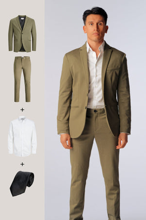 The Original Performance Suit™️ (Olive) + Camicia e cravatta - Offerta pacchetto