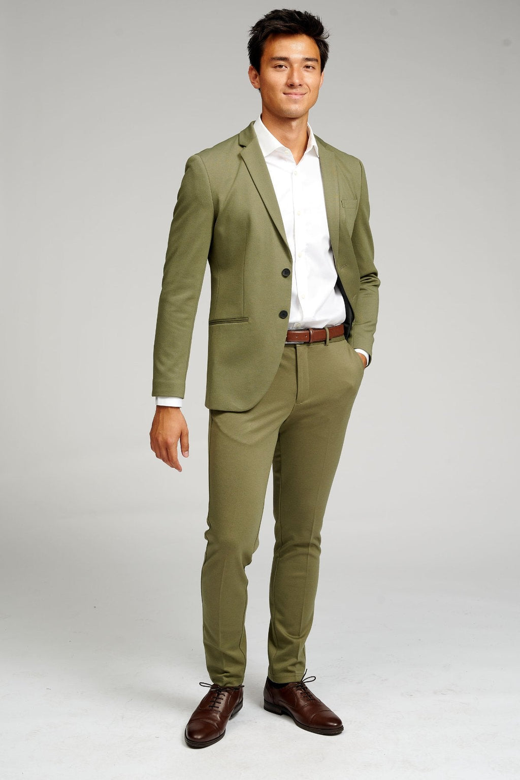 The Original Performance Suit™️ (Olive) + Shirt & Tie - Package Deal