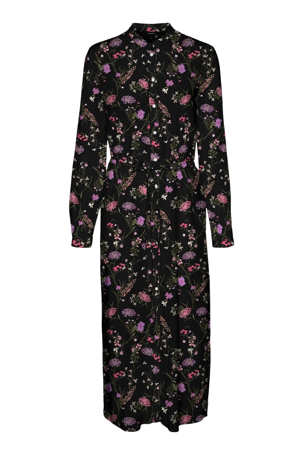 Easy Long Sleeve Shirt Dress - Purple