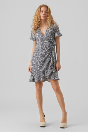 Henna Mini Wrap Dress - China Blue