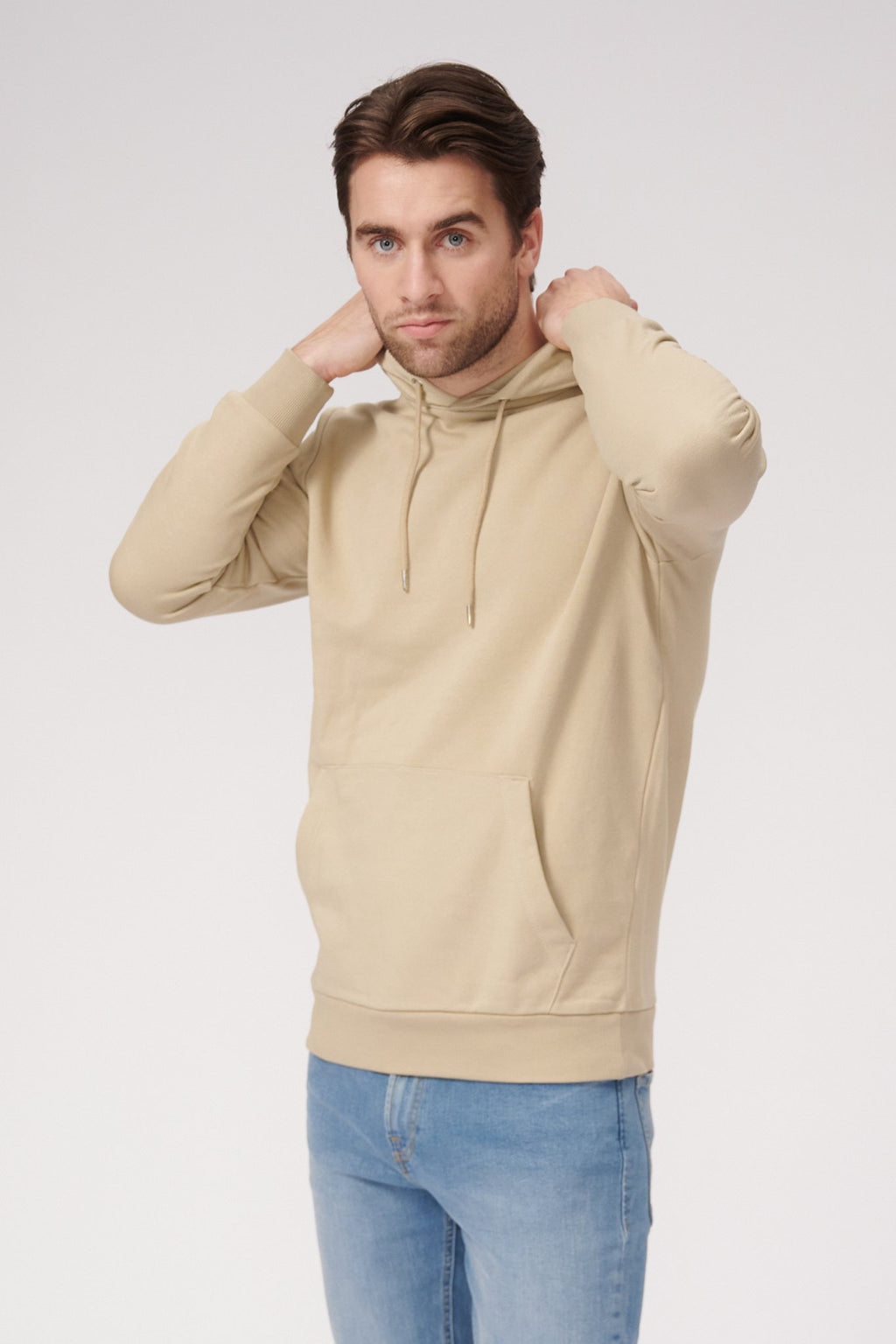 Sweat di base con cappuccio - beige scuro