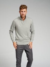 Basic Zip High Knit - Melange grigio chiaro