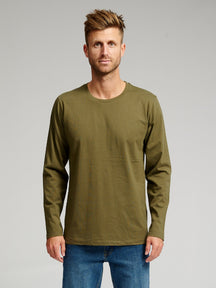 T-shirt a maniche lunghe di base-Green dell'esercito