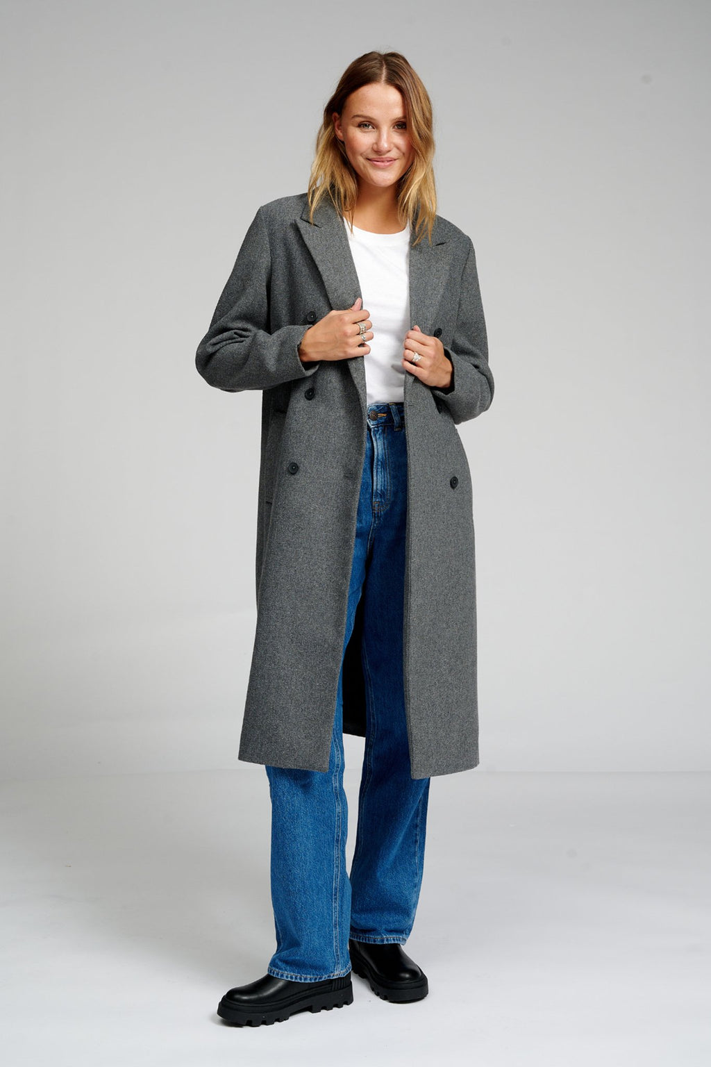 Classico cappotto di lana - melange grigio scuro