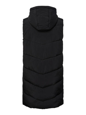 Jamilla Lang Puffer Vest - Sort - TeeShoppen Group™ - Jacket - PIECES