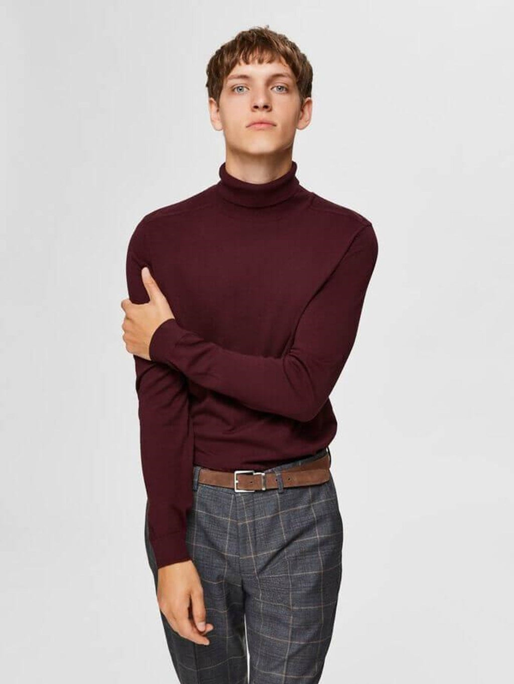 PIMA Cotton Turtleneck Sweater - Borgogna rosso