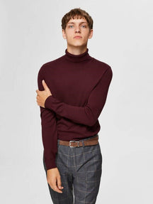 PIMA Cotton Turtleneck Sweater - Borgogna rosso