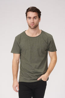 T -shirt a collo crudo - verde chiazzato