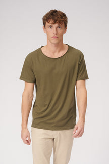 T -shirt a collo crudo - verde oliva