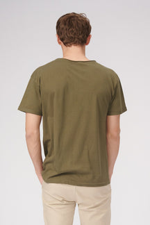 T -shirt a collo crudo - verde oliva
