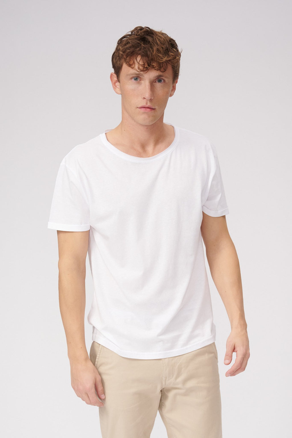 T -shirt a collo crudo - bianco
