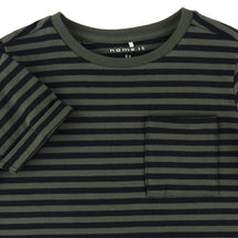 T -shirt a strisce in cotone organico - nero
