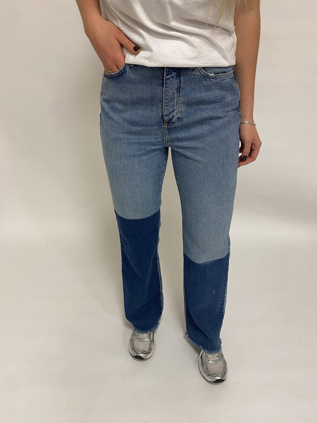 Pantaloni a blocchi color zikka - denim blu medio